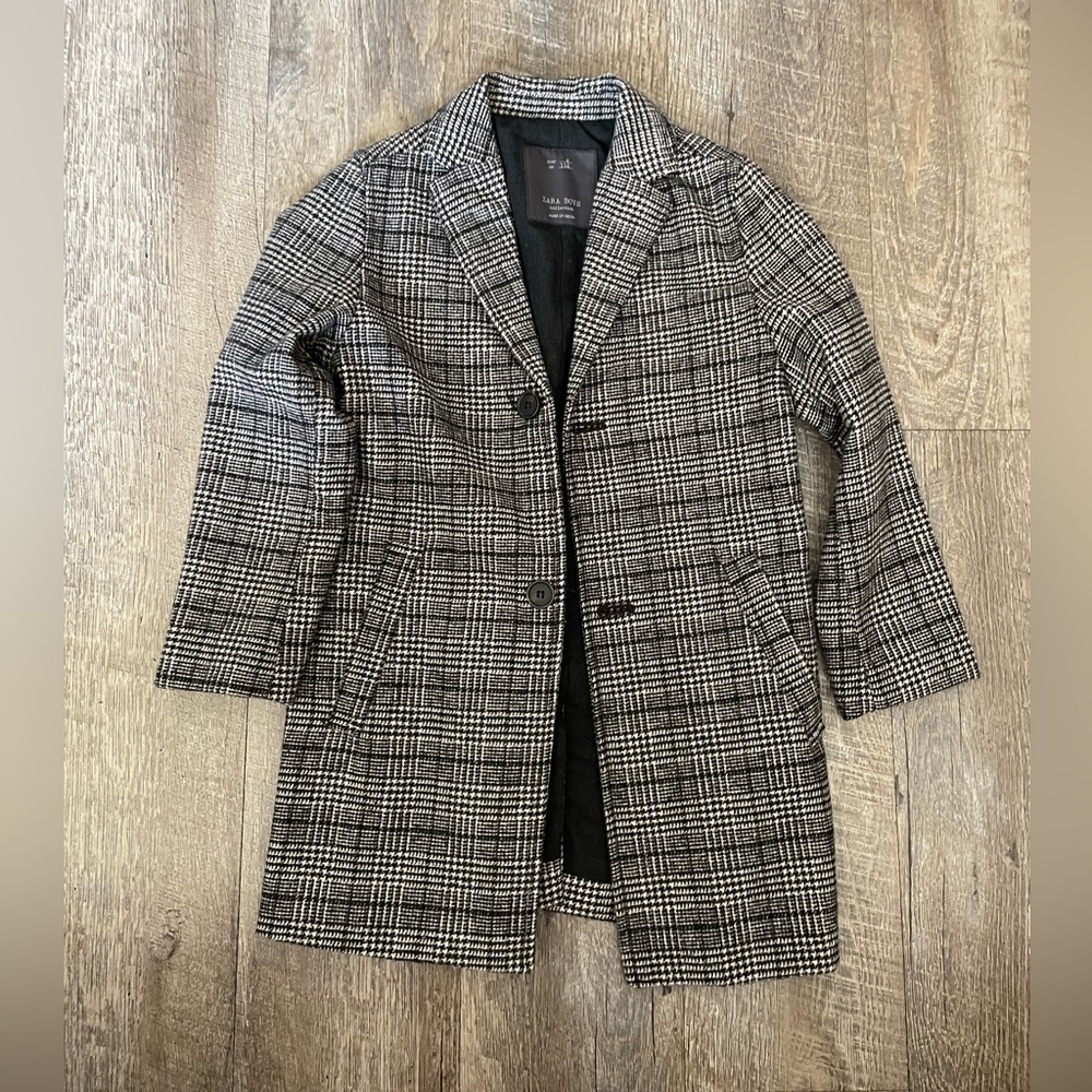 Zara boys plaid overcoat jacket long dressy